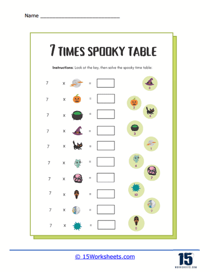 Spooky 7s Worksheet