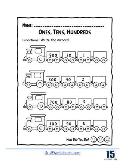 Train Numbers Worksheet