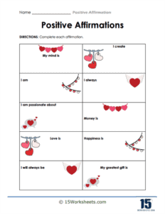 Positive Affirmations Worksheets 15 Worksheets com Positive Affirmations Worksheets 15 Worksheets com