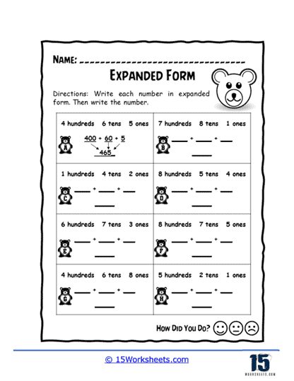 Expanded Form Worksheets