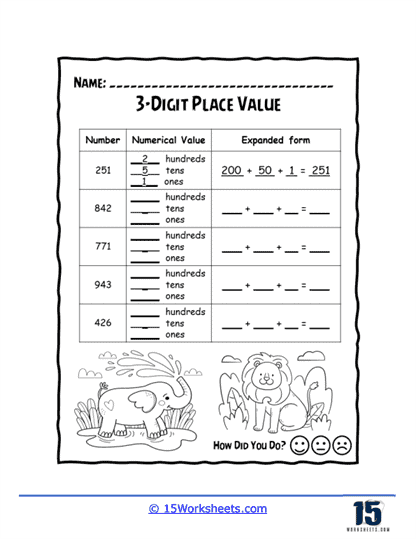 Numerical Value and Expanded Form Worksheet