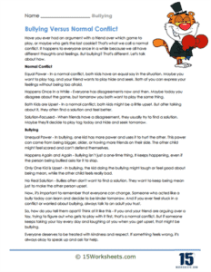 Bullying Worksheets - 15 Worksheets.com