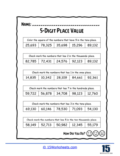 5-Digit Place Value Worksheets