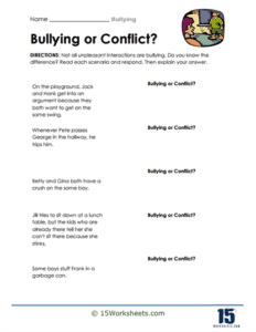 Bullying Worksheets - 15 Worksheets.com