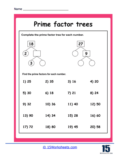 Factor Tree Worksheets 6th Grade Factors Worksheets Factor Tree Worksheets 6th Grade Factors Worksheets
