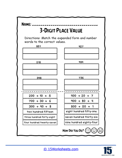 Words and Values Worksheet