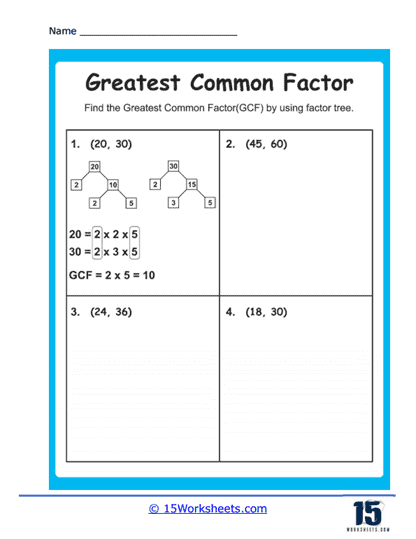 Greatest Common Factors Worksheets - 15 Worksheets.com