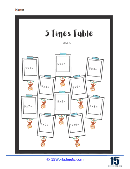 Times Tables of 5 Worksheet