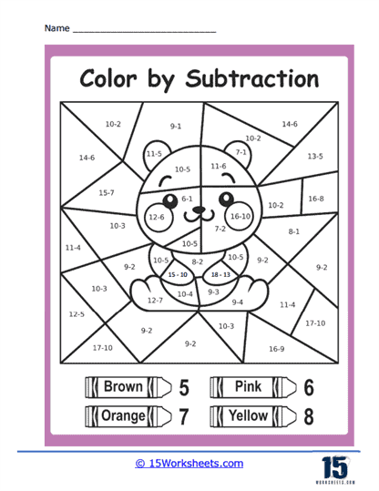 Teddy Bear Subtraction Worksheet