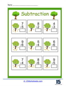 Subtract Within 10 Worksheets - 15 Worksheets.com