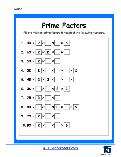 Prime Factorization Worksheets - 15 Worksheets.com