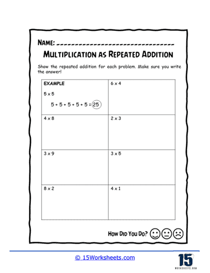 Rewrite As Repeated Addition Worksheet