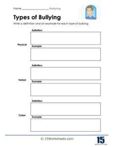 Bullying Worksheets - 15 Worksheets.com