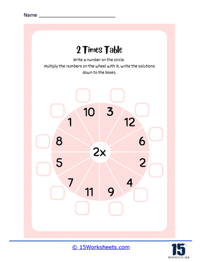 Pink Wheel of 2s Worksheet