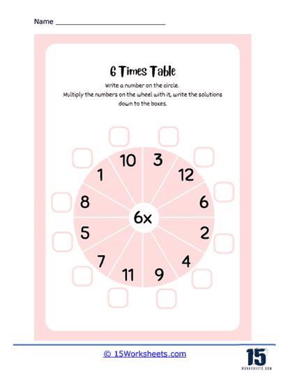 6 Times Tables Worksheets