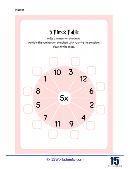 Pink Wheel of 5s Worksheet