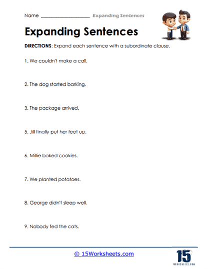 Expanding Sentences #8