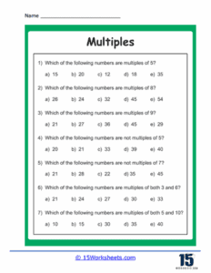 Multiples Worksheets - 15 Worksheets.com