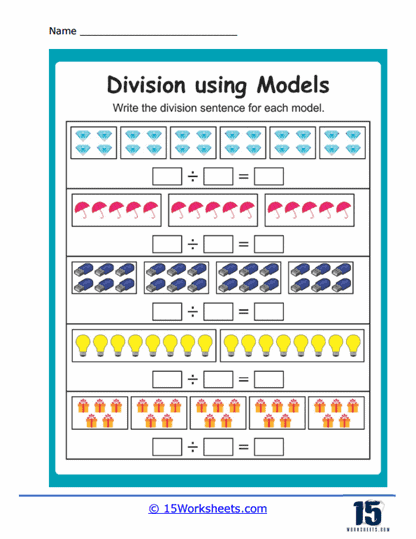 Division Using Models Worksheets