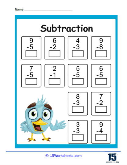 Birdy Subtraction Worksheet