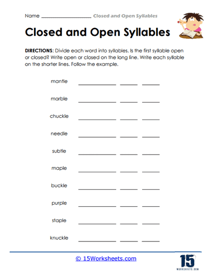 Open & Closed Syllables Words: FREE Activity - Literacy Learn
