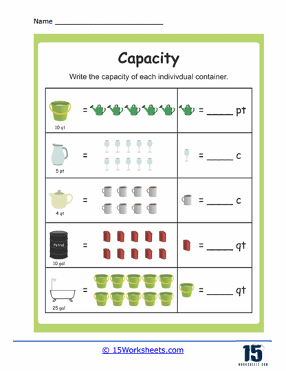 Container Capacity Worksheet