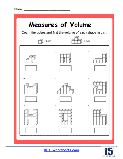 Cubes of Volume Worksheet