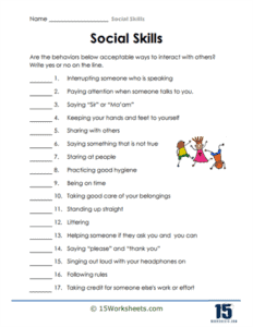 Social Skills Worksheets - 15 Worksheets.com