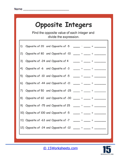 Quotient Expressions Worksheet