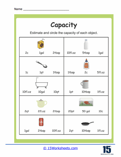 Capacity Worksheets