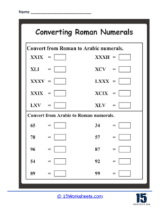 Roman Numerals Worksheets - 15 Worksheets.com