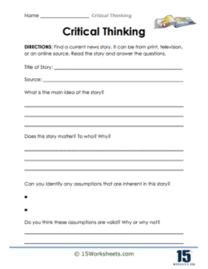 critical thinking worksheet answer key