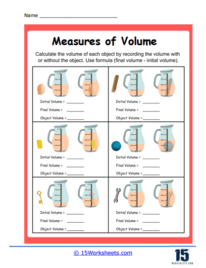 Volume of Objects Worksheet