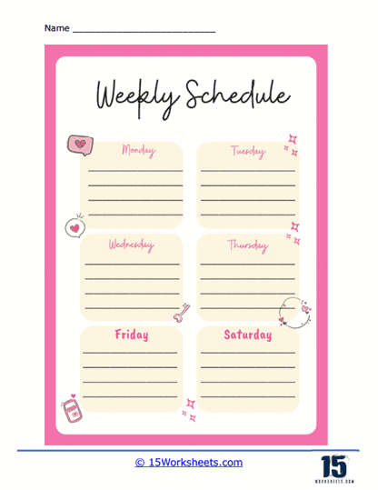 Weekly Schedule Worksheet