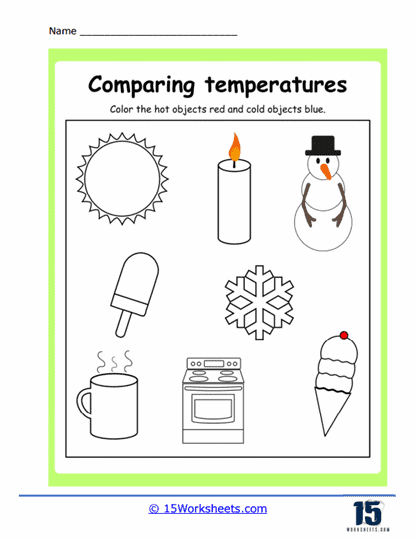 Color Hot and Cold Worksheet