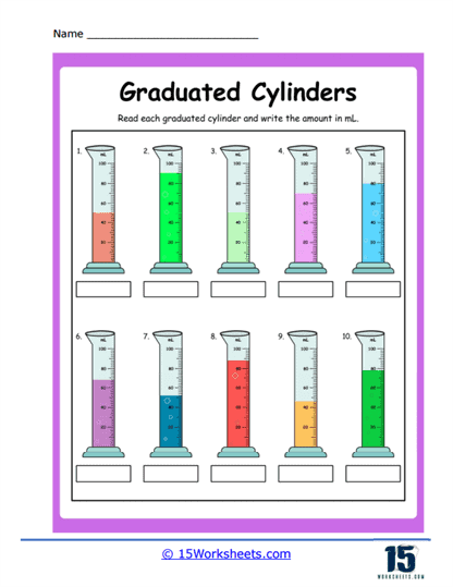 Graduated Cylinder Practice Worksheet