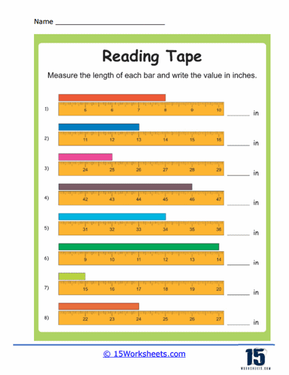 Reading Tape Measures Worksheets - 15 Worksheets.com