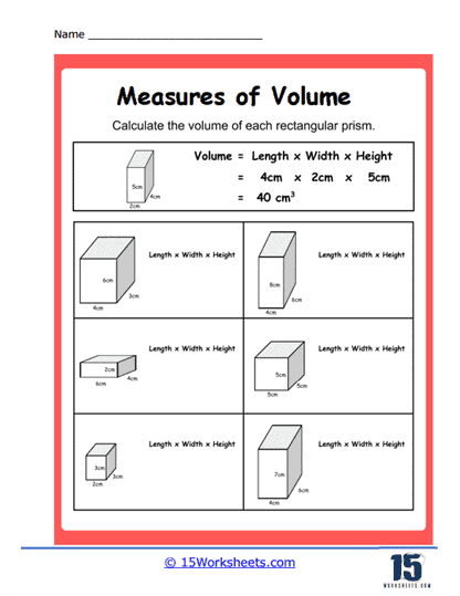 Solid Volume Worksheet