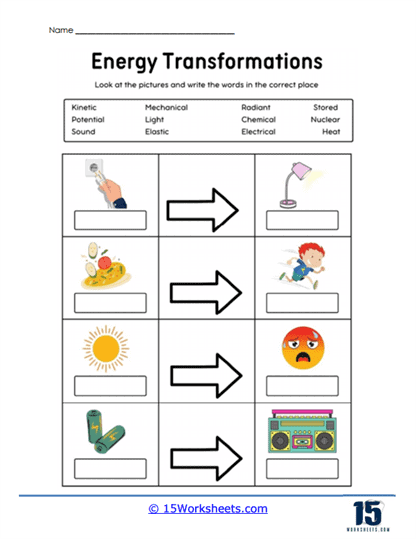 Kinetic and Potential Energy Worksheets