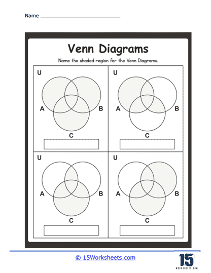 Naming Shaded Venn Diagrams Worksheet