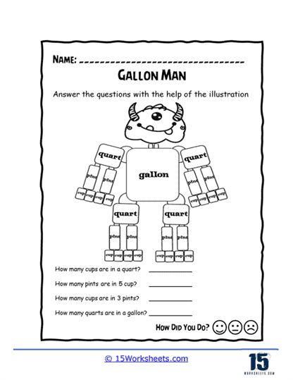 Monster Gallon Man Worksheet