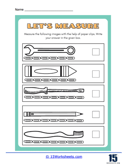 Measuring With Paper Clips Worksheets