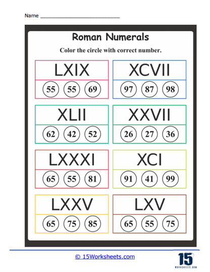 Roman Circles Worksheet