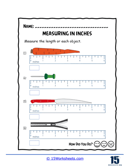 Measuring Inches Worksheets