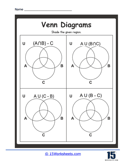 Shading Venn Diagrams Worksheet