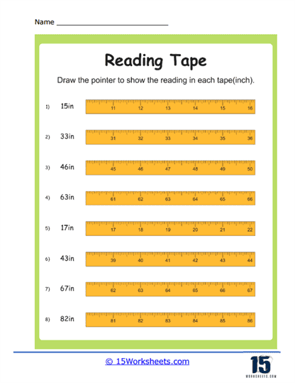 Tape in Inches Worksheet