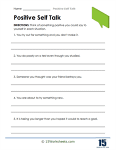 Positive Self Talk Worksheets - 15 Worksheets.com