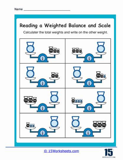 Reading Balances and Scales Worksheets