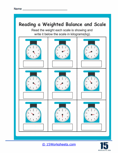 Scales in Kilograms Worksheet