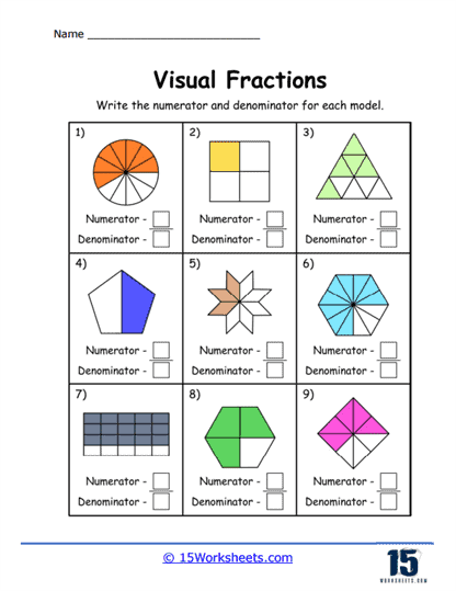 Visual Fraction Worksheets